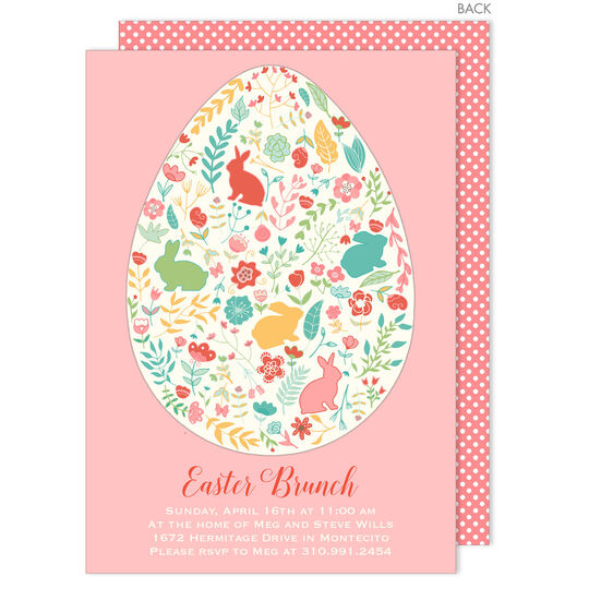 Pink Ornate Easter Egg Invitations